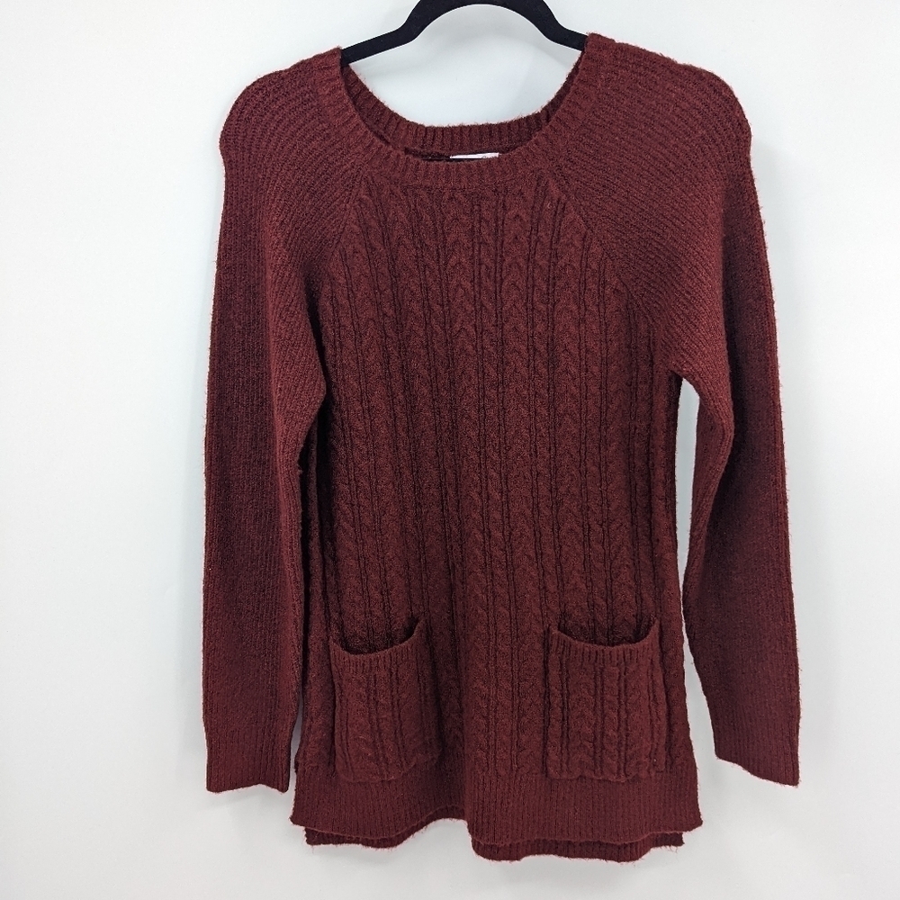 OLIVIA SKY Cableknit Crewneck Sweater
